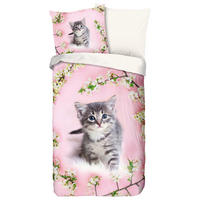 JUGENDBETTWÄSCHE Pussycat Renforcé 135/200 cm  - Rot/Rosa, Natur, Textil (135/200cm)