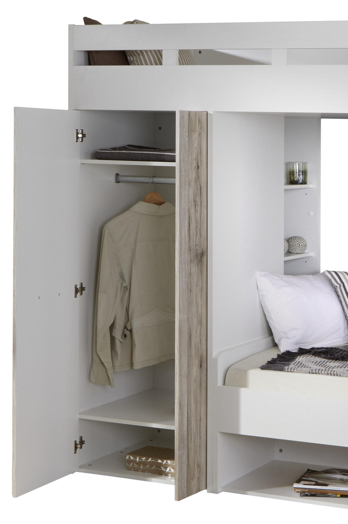 ETAGENBETT - Eichefarben/Weiß, KONVENTIONELL, Holzwerkstoff (90/200cm) - MID.YOU