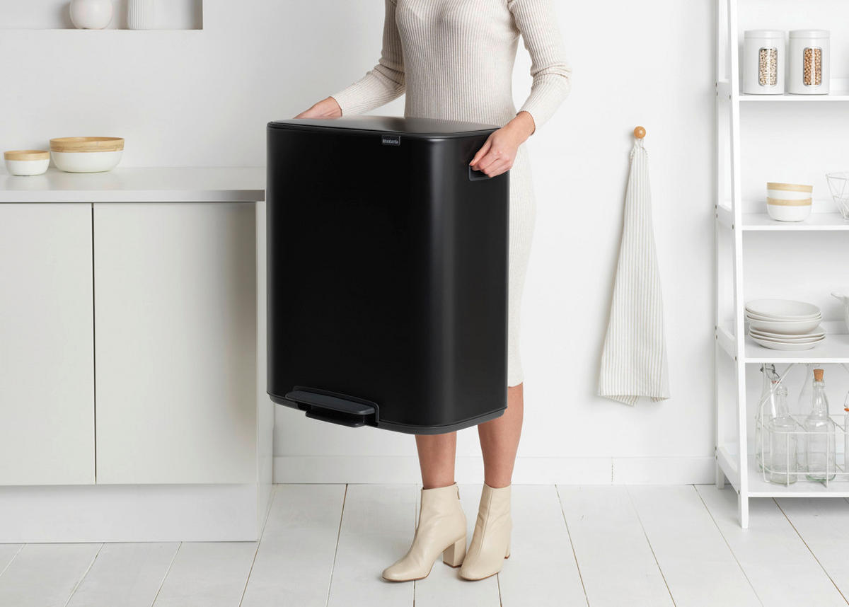 ABFALLEIMER BO TRETEIMER 2 X 30 L  - Schwarz, Basics, Kunststoff/Metall (54.1/65.2/36.3cm) - Brabantia