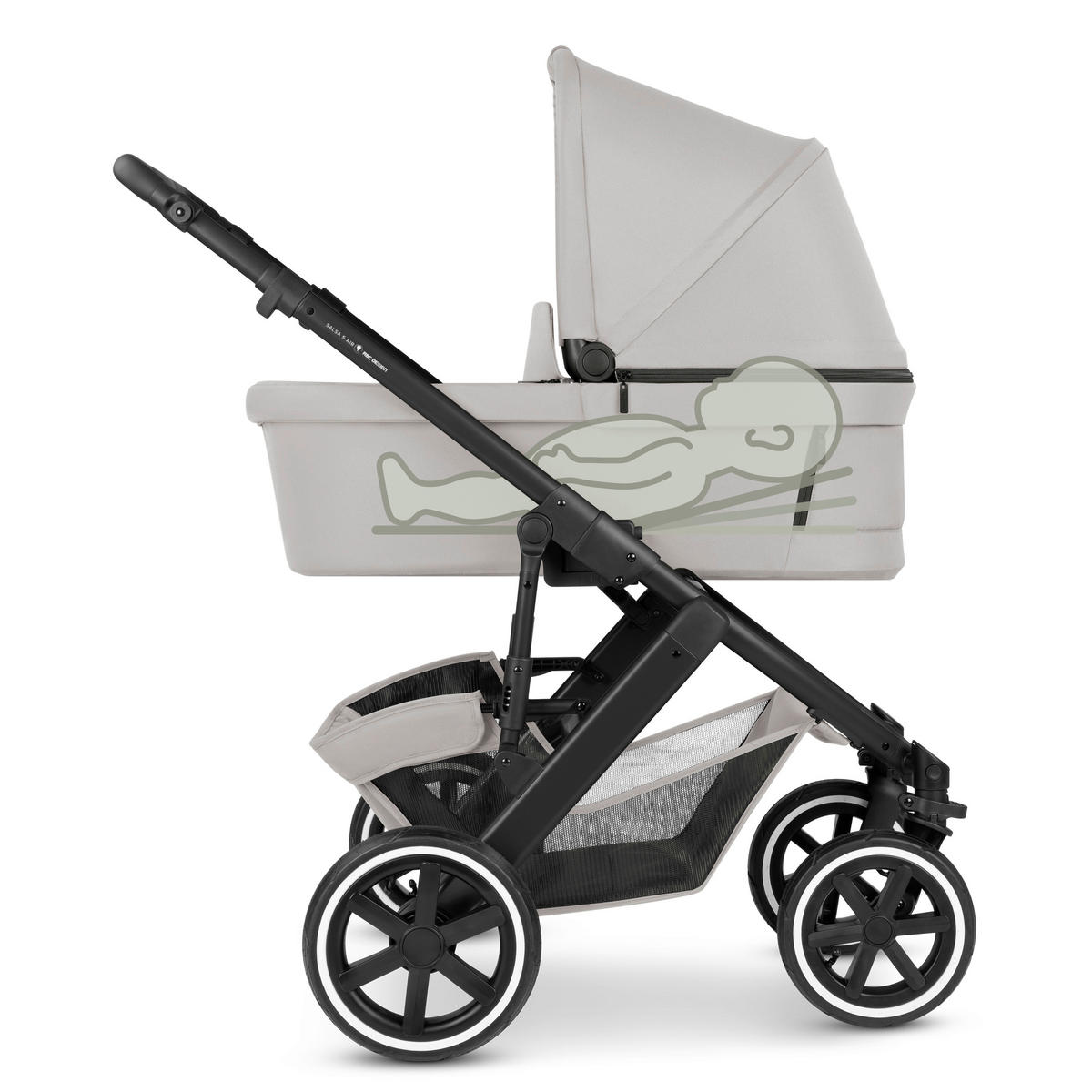 KINDERWAGENSET  Salsa 5 Air All in One Set  Pine  - Pastellgrün/Schwarz, Basics, Textil/Metall (63/118/95.5cm) - ABC Design