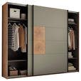 SCHWEBETÜRENSCHRANK  in Salbeigrün, Eiche Artisan  - Salbeigrün/Schwarz, KONVENTIONELL, Holzwerkstoff/Metall (270/225,5/63,7cm) - Xora