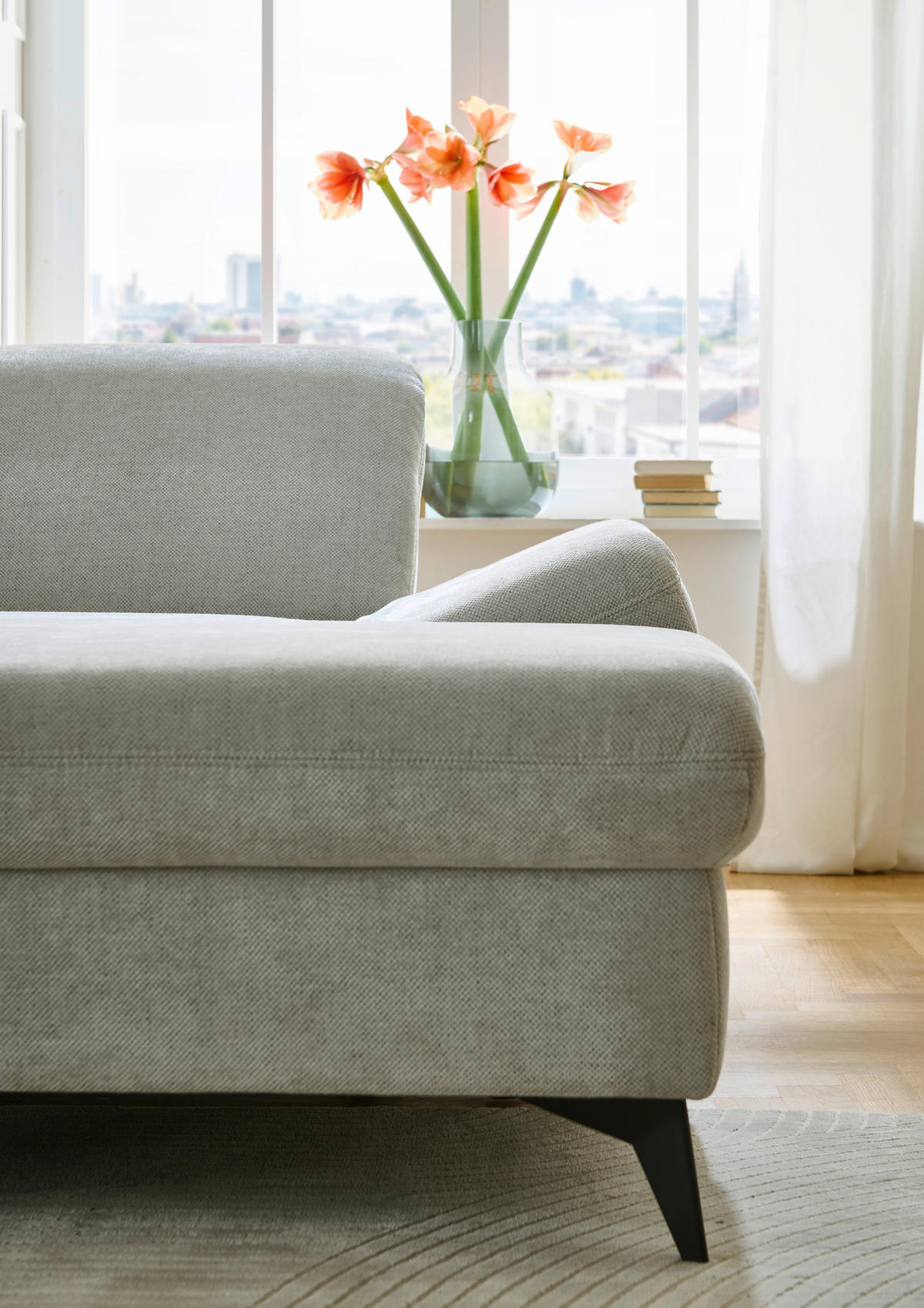 WOHNLANDSCHAFT in Chenille Silberfarben  - Silberfarben/Schwarz, Design, Textil/Metall (198/364/255cm) - Beldomo Style
