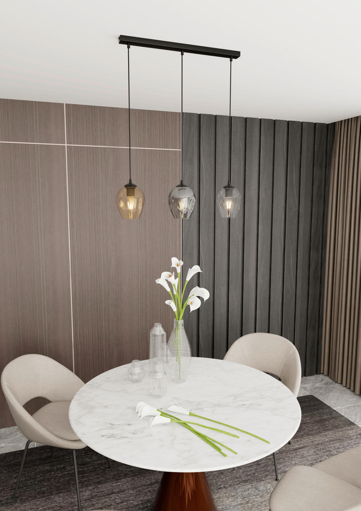 HÄNGELEUCHTE  70/14/100 cm    - Schwarz, KONVENTIONELL, Glas/Metall (70/14/100cm)