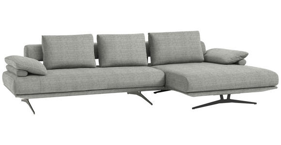 ECKSOFA in Chenille Hellgrau 334/168 cm - Hellgrau/Schwarz, Design, Textil/Metall (334/168cm) - Dieter Knoll