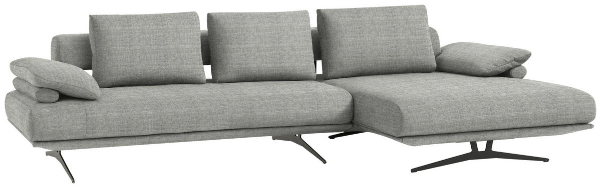 ECKSOFA in Chenille Hellgrau  334/168 cm  - Hellgrau/Schwarz, Design, Textil/Metall (334/168cm) - Dieter Knoll