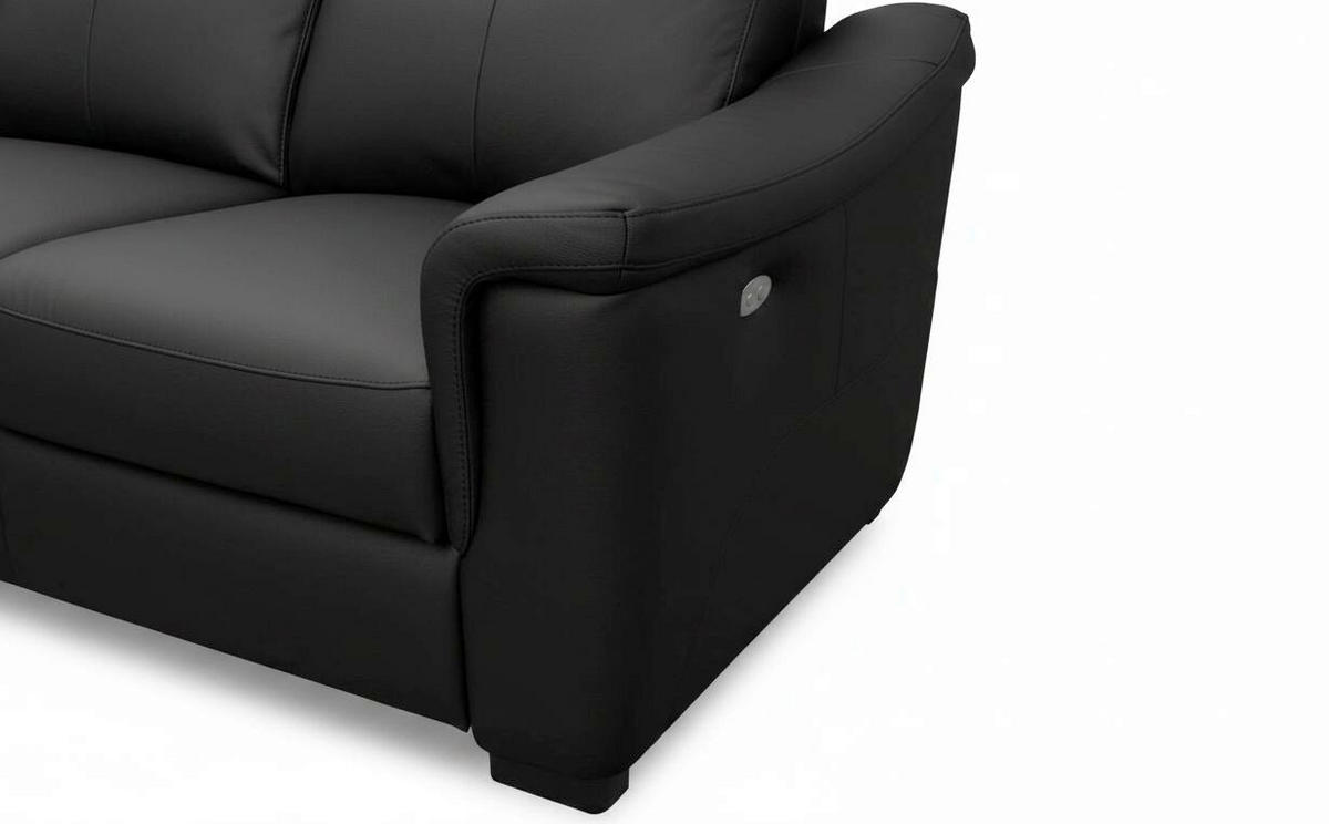 ECKSOFA Lederlook Echtleder Schwarz  - Wengefarben/Schwarz, Design, Leder/Holz (229/260cm) - Livetastic