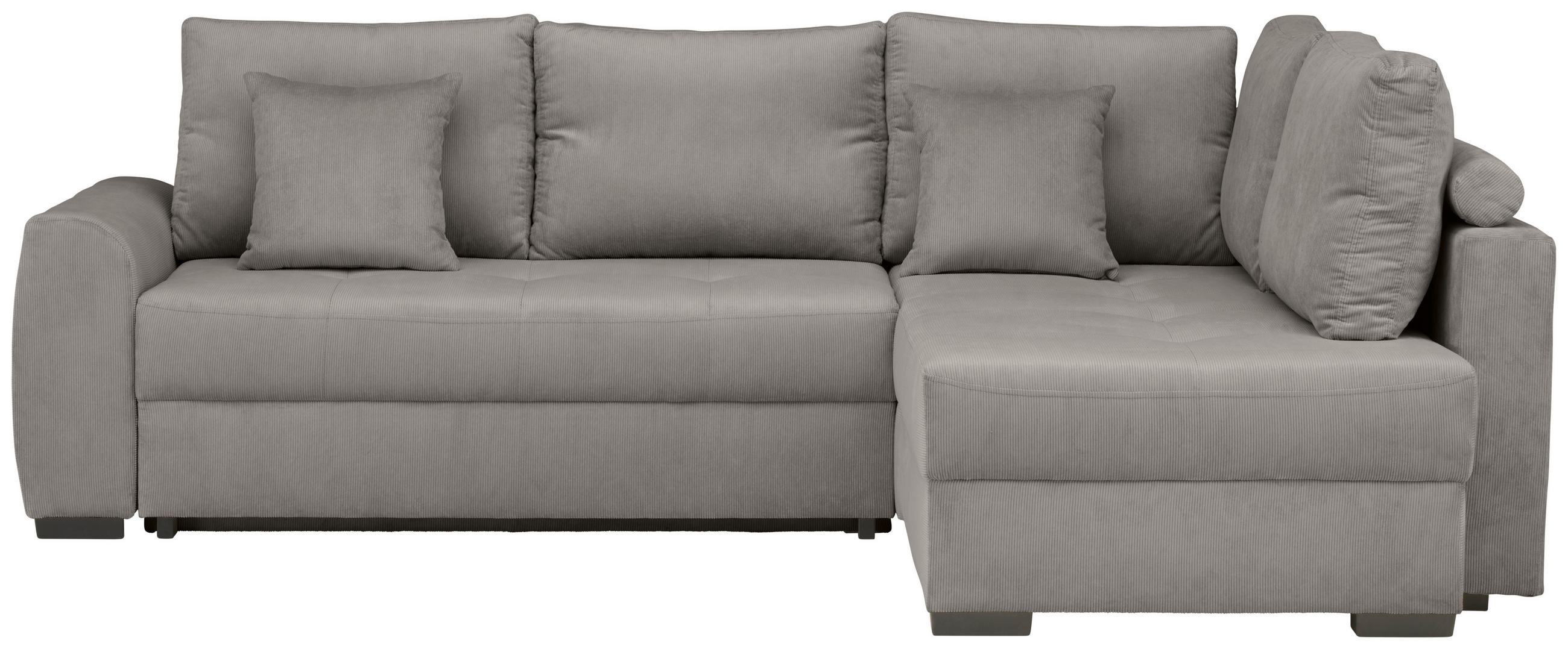 ECKSOFA inkl. Funktionen Hellgrau Cord  - Hellgrau/Schwarz, Design, Kunststoff/Textil (265/182cm) - Stylife