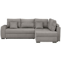 ECKSOFA inkl. Funktionen Hellgrau Cord  - Hellgrau/Schwarz, Design, Kunststoff/Textil (265/182cm) - Stylife