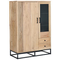 HIGHBOARD  105/146/41,5 cm 2 Schublade(n)  - Schwarz/Naturfarben, Design, Glas/Holz (105/146/41,5cm) - Livetastic