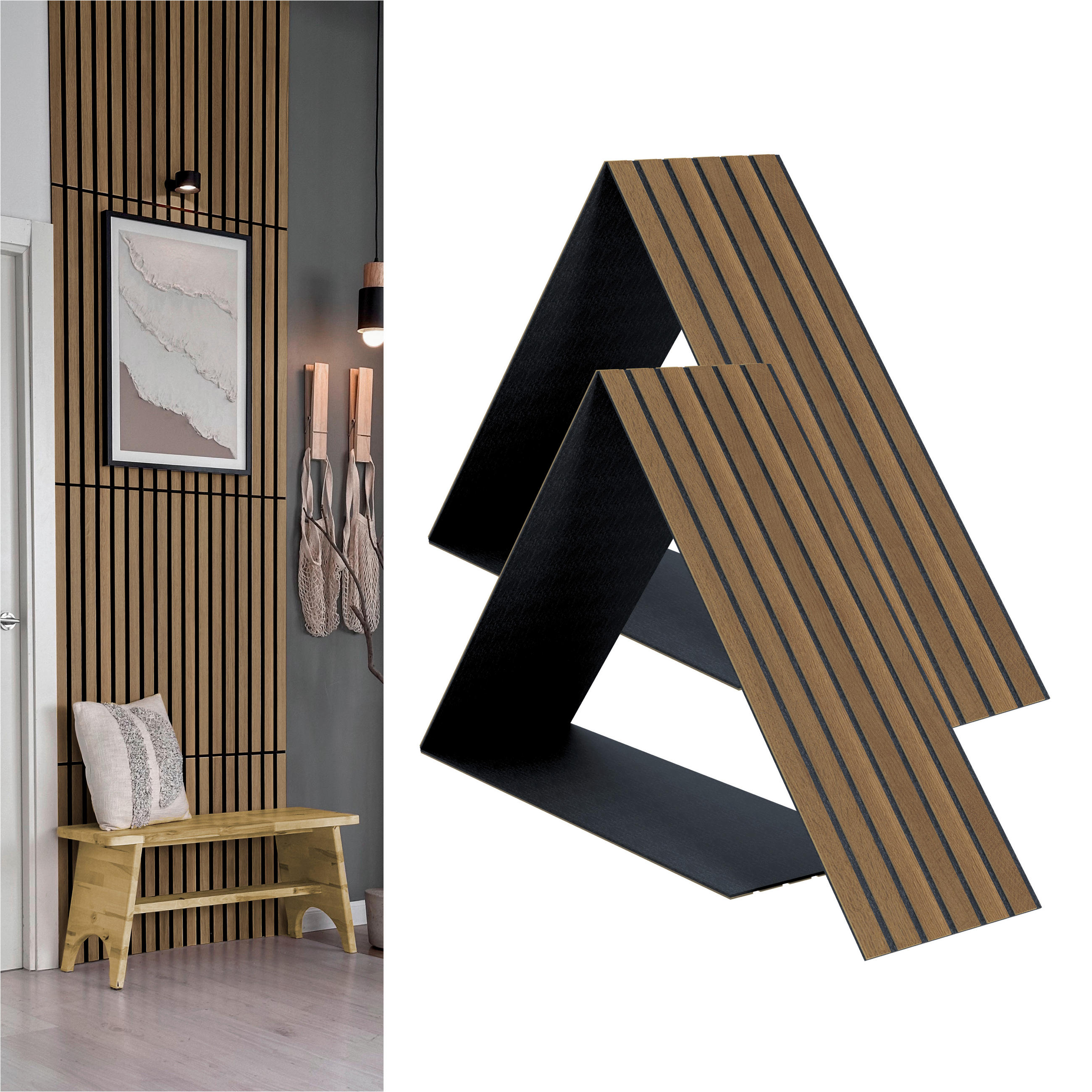 AKUSTIKPANEEL Echtholz Eiche rustikal Compact 2 Stück  - Eichefarben/Braun, Basics, Holz/Holzwerkstoff (30.5/244/1.03cm) - Novel