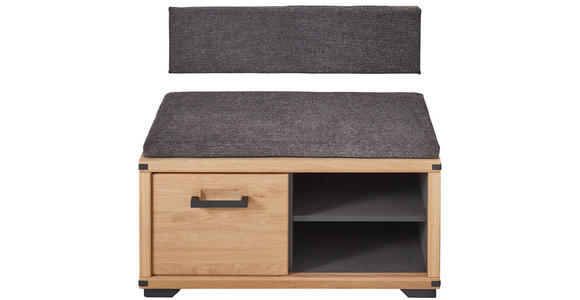 GARDEROBENBANK  in 85,1/44,6/40,5 cm  - Anthrazit/Graphitfarben, Natur, Holz/Textil (85,1/44,6/40,5cm) - Linea Natura