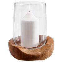 WINDLICHT  - Klar/Braun, Basics, Glas/Holz (23/27cm) - Leonardo