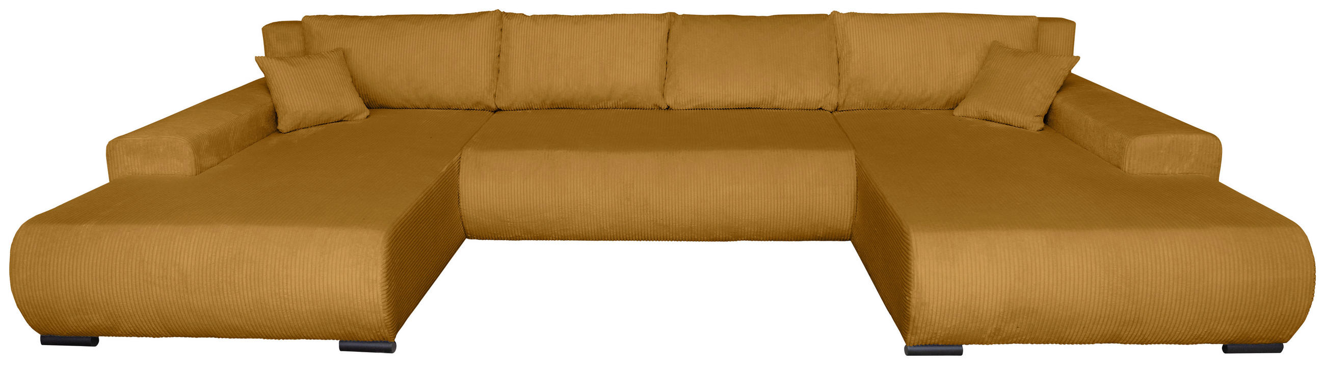 WOHNLANDSCHAFT Currygelb Cord  - Currygelb/Schwarz, KONVENTIONELL, Textil/Metall (191/351/191cm) - Carryhome