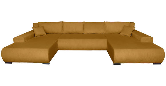 WOHNLANDSCHAFT  in Cord Currygelb  - Currygelb/Schwarz, KONVENTIONELL, Textil/Metall (191/351/191cm) - Carryhome