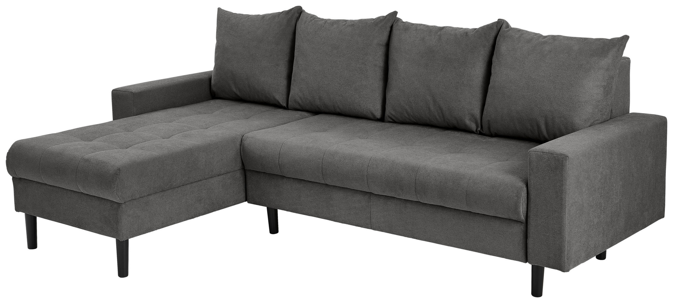 ECKSOFA in Webstoff Dunkelgrau  - Dunkelgrau/Schwarz, Konventionell, Kunststoff/Textil (157/231cm) - P & B
