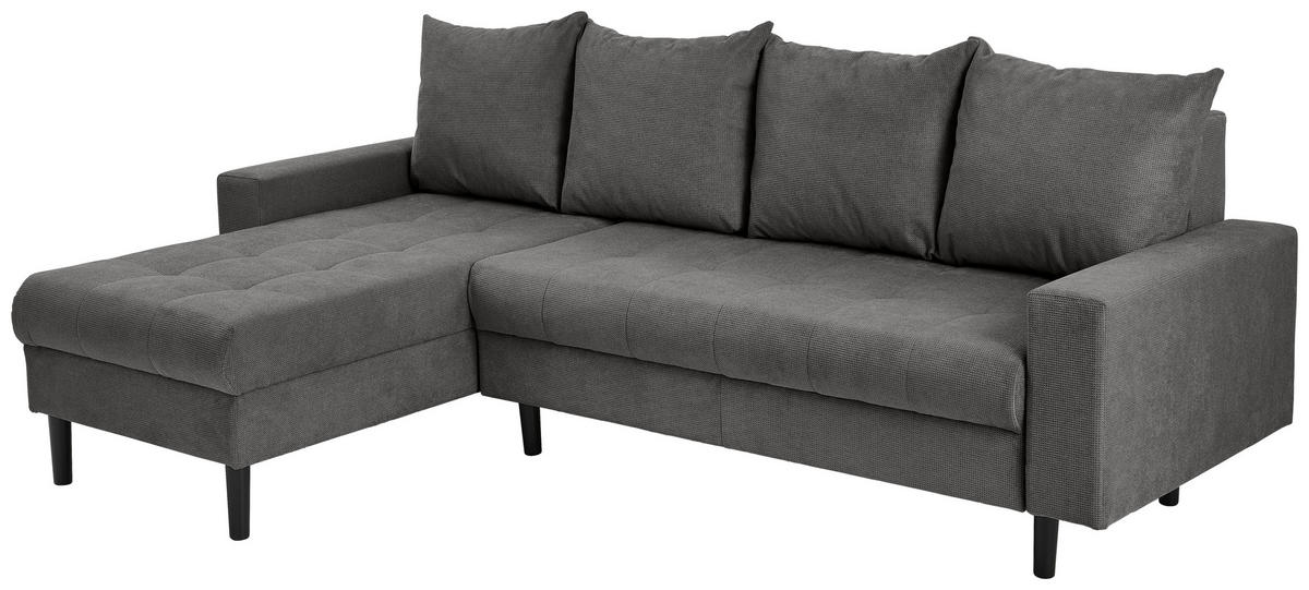 ECKSOFA in Webstoff Dunkelgrau  - Dunkelgrau/Schwarz, Konventionell, Kunststoff/Textil (157/231cm) - P & B
