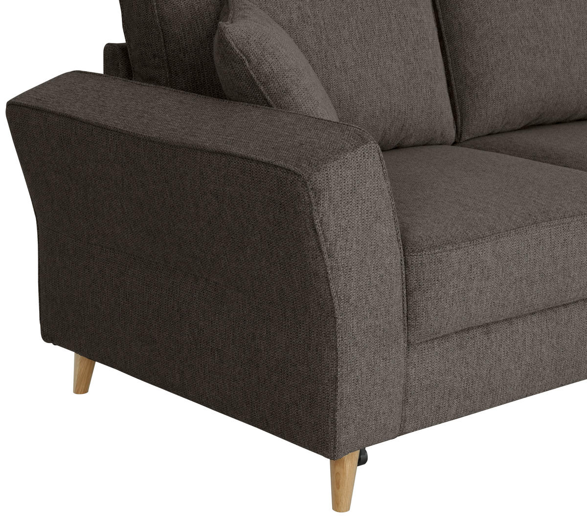 ECKSOFA in Flachgewebe Graubraun  - Eichefarben/Graubraun, Konventionell, Holz/Textil (265/159cm) - Carryhome