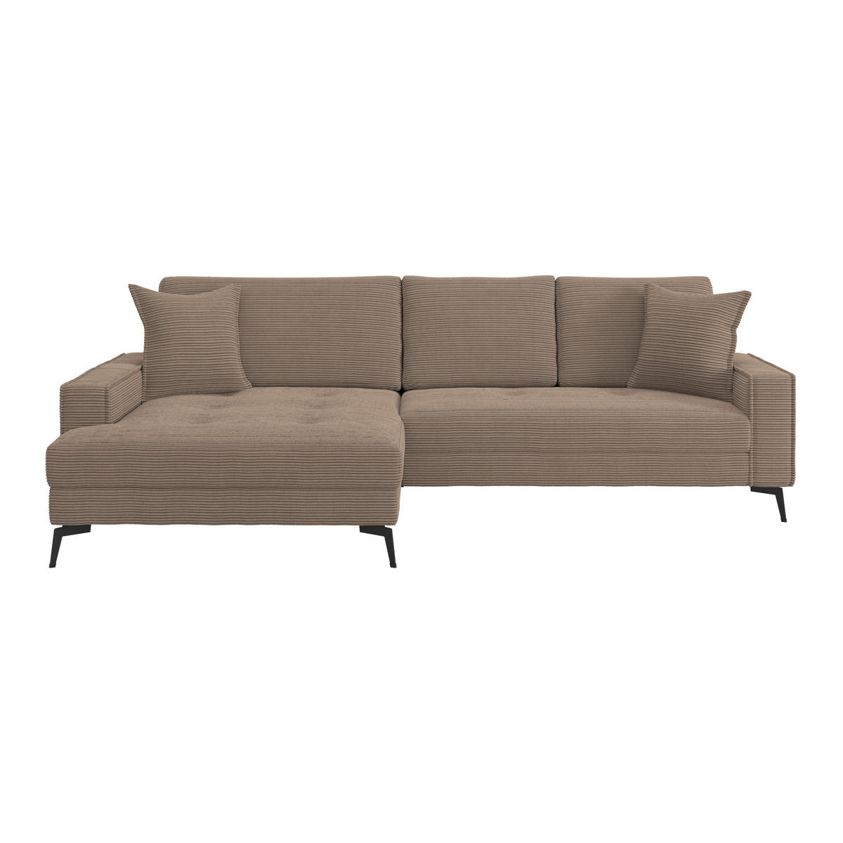 ECKSOFA ZERO Braun Cord Zierkissen, Rückenkissen  - Schwarz/Braun, Trend, Textil/Metall (173/286cm) - Livetastic