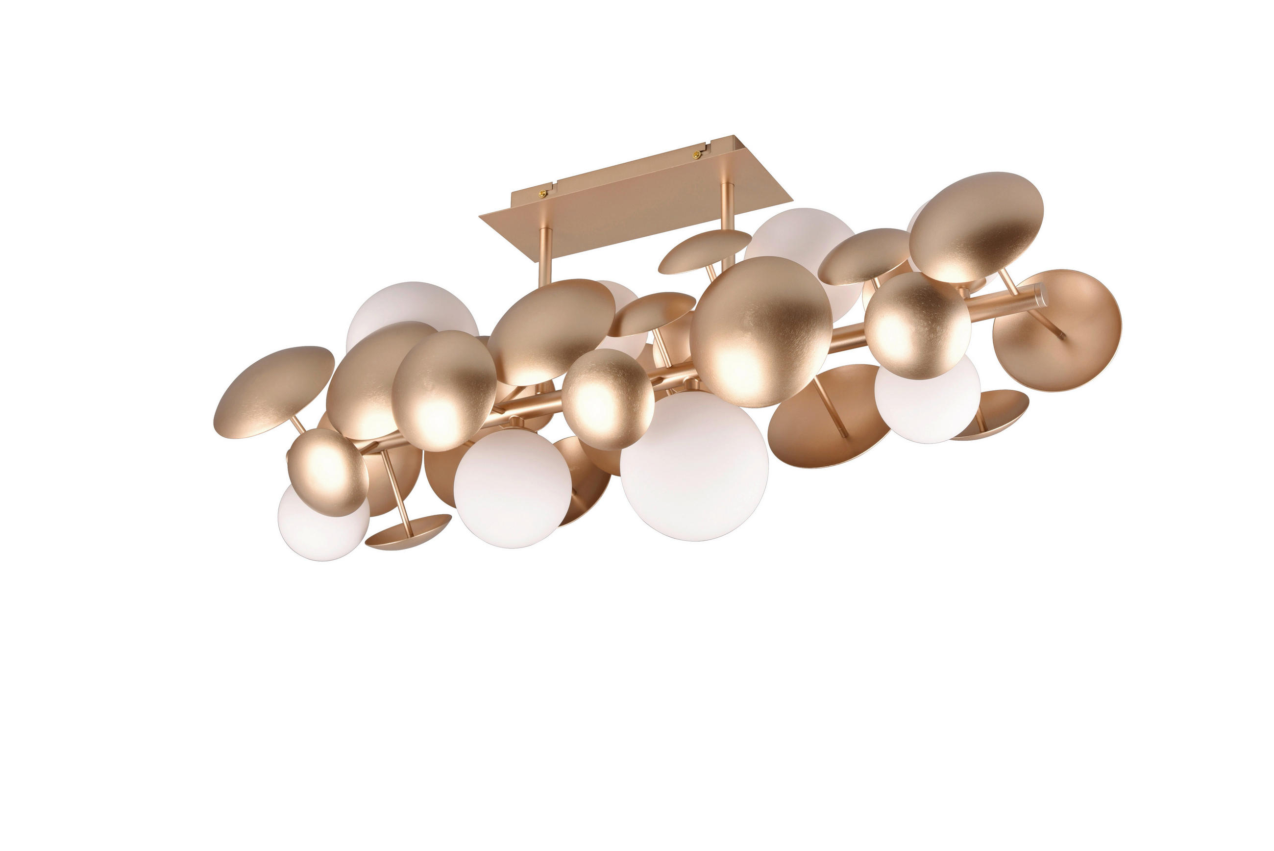 PLAFONIERĂ - alb/auriu, Lifestyle, sticlă/metal (76/33,5/22cm)