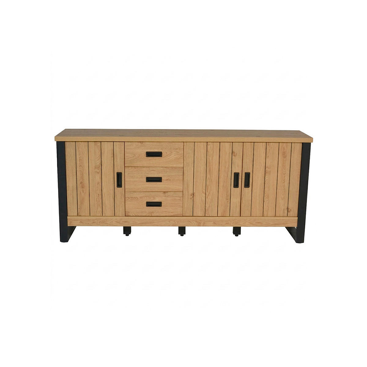 SIDEBOARD  173,4/75/39 cm 3 Schublade(n)  - Eichefarben/Schwarz, KONVENTIONELL, Holzwerkstoff/Metall (173,4/75/39cm) - MID.YOU