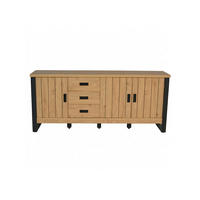 SIDEBOARD  173,4/75/39 cm 3 Schublade(n)  - Eichefarben/Schwarz, KONVENTIONELL, Holzwerkstoff/Metall (173,4/75/39cm) - MID.YOU