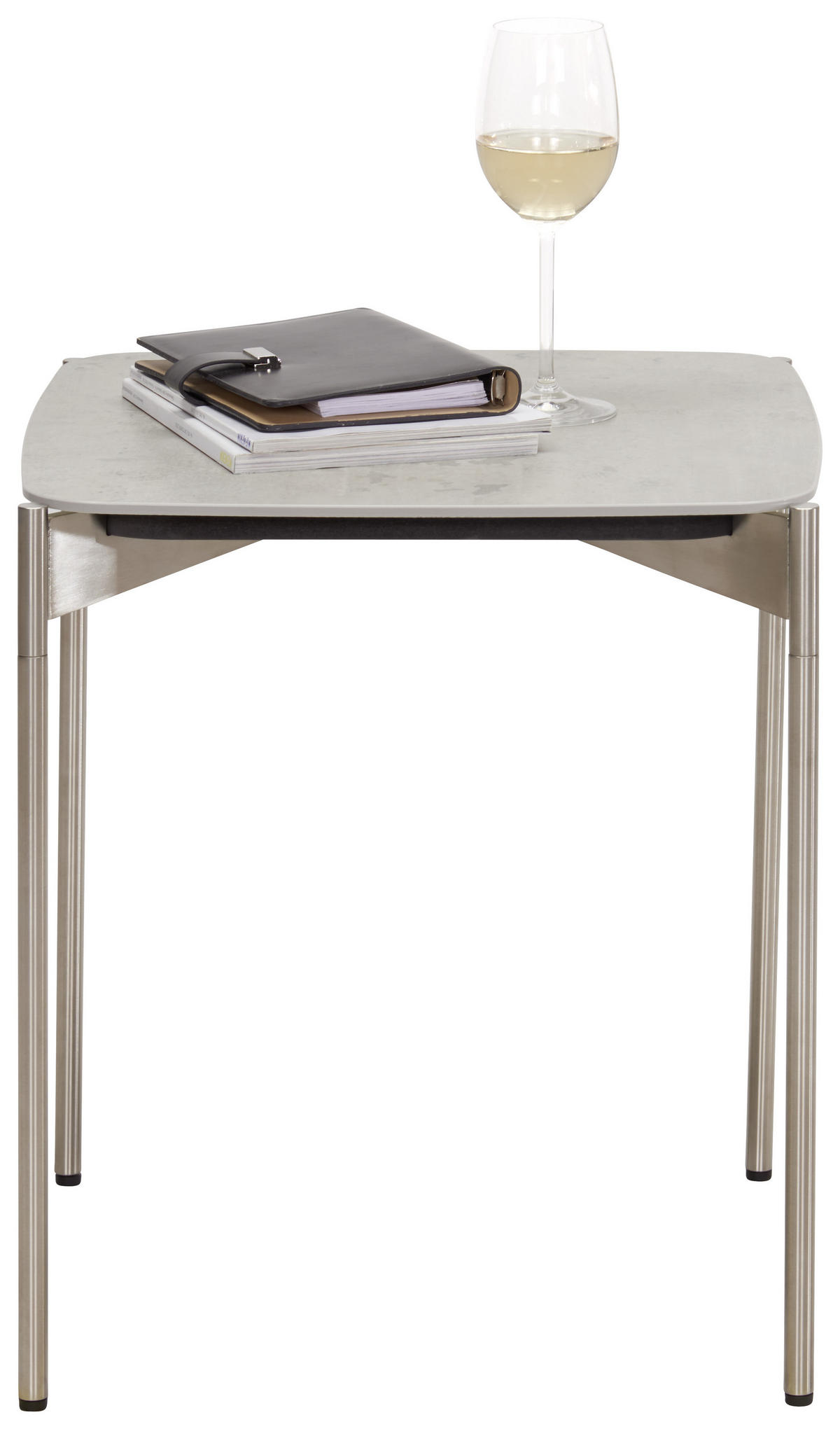 BEISTELLTISCH in Metall, Keramik 43/43/49 cm  - Edelstahlfarben/Grau, Design, Keramik/Metall (43/43/49cm) - Venjakob