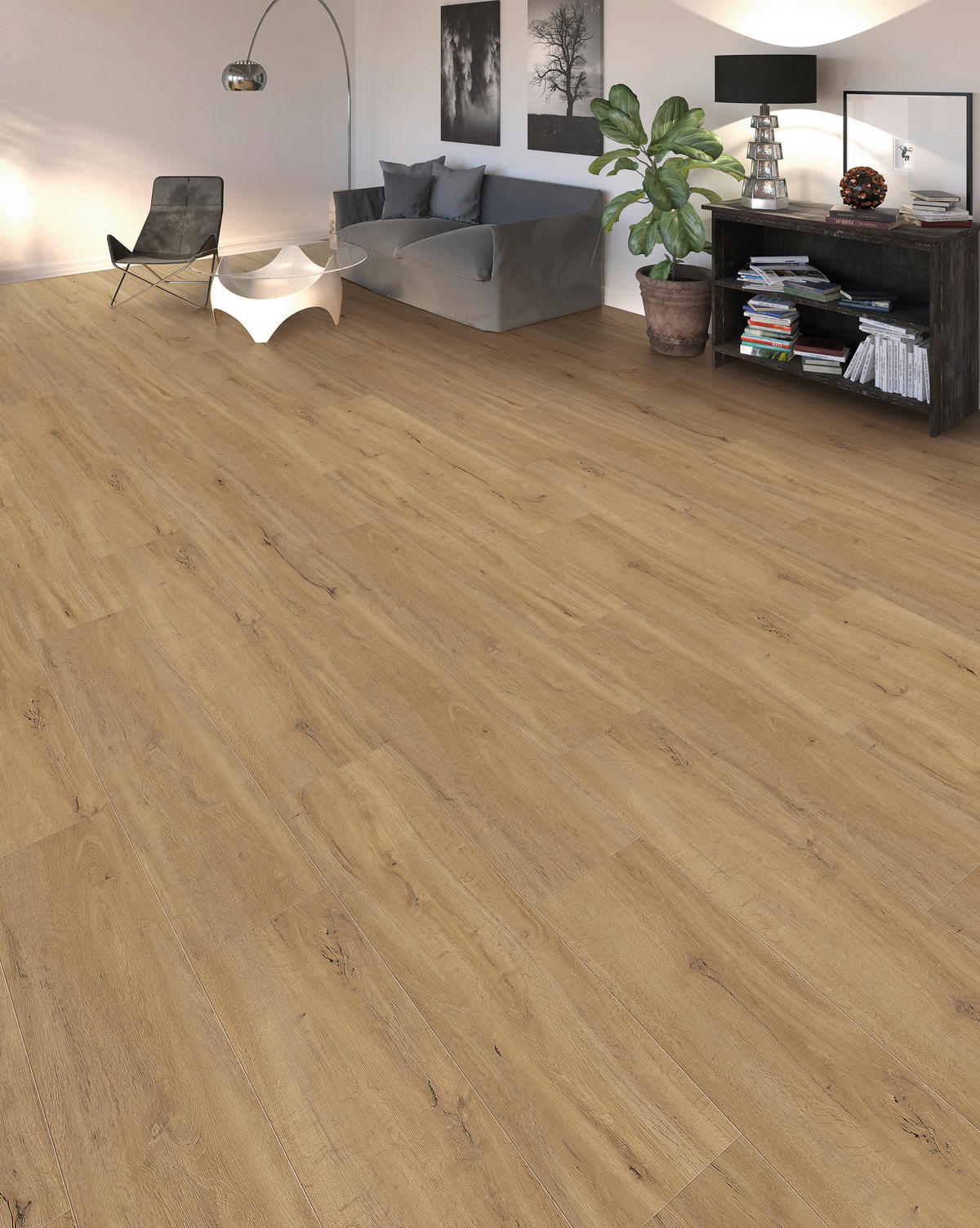 DESIGNBODEN Hydrostar Eiche Trient natur  per  m² - Wildeiche/Eichefarben, Design, Holzwerkstoff (128.2/23.5/0.65cm) - Living by HARO