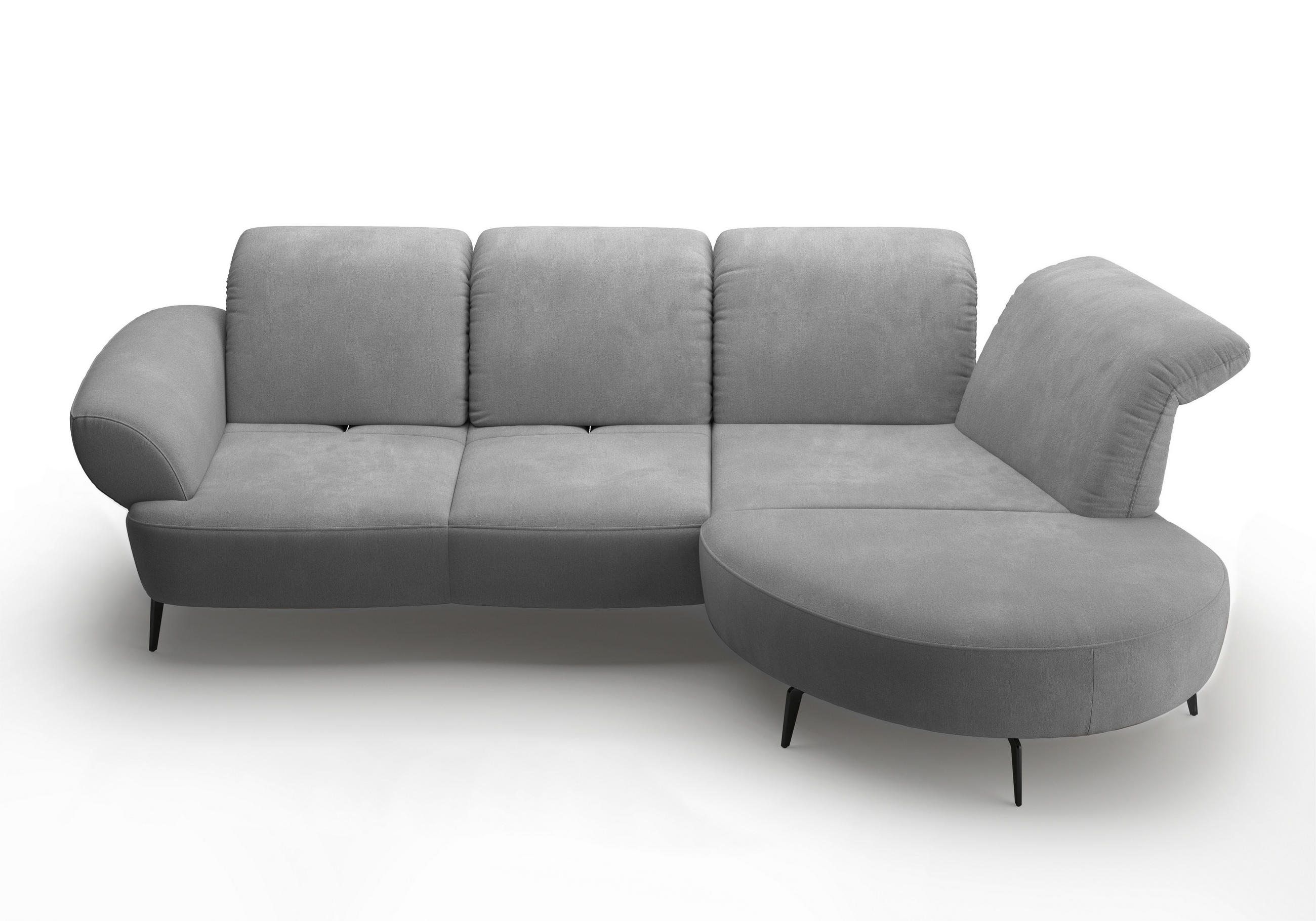 ECKSOFA in Flachgewebe Grau - Schwarz/Grau, Modern, Textil/Metall (313/208cm) - Sit & More