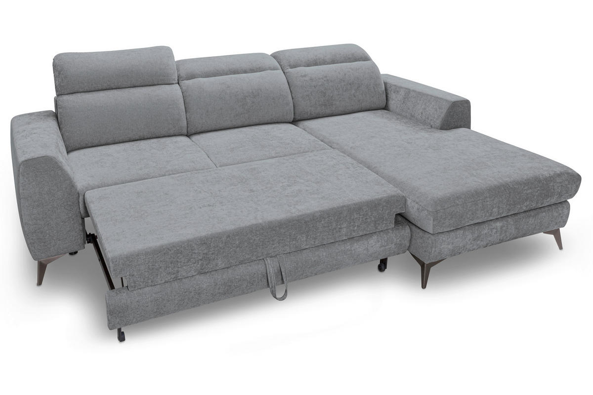 ECKSOFA MUENSTER in Chenille Anthrazit  - Anthrazit/Schwarz, Basics, Textil/Metall (264/191cm) - Livetastic