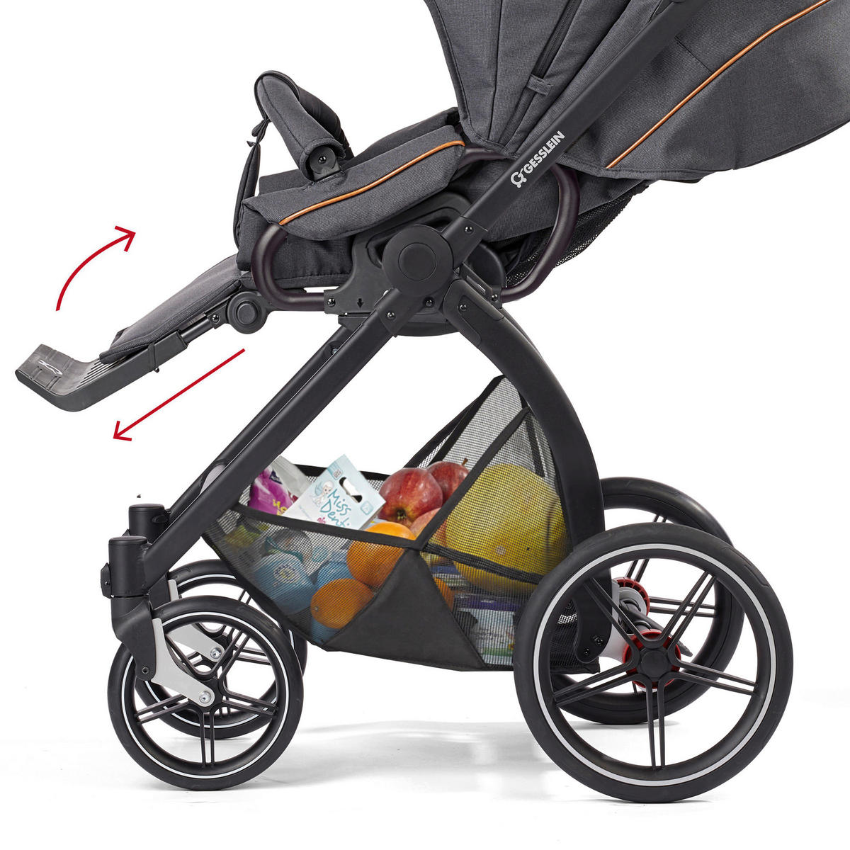 KINDERWAGENSET  FX4 Classic   - Dunkelbraun/Beige, Basics, Textil/Metall - Gesslein