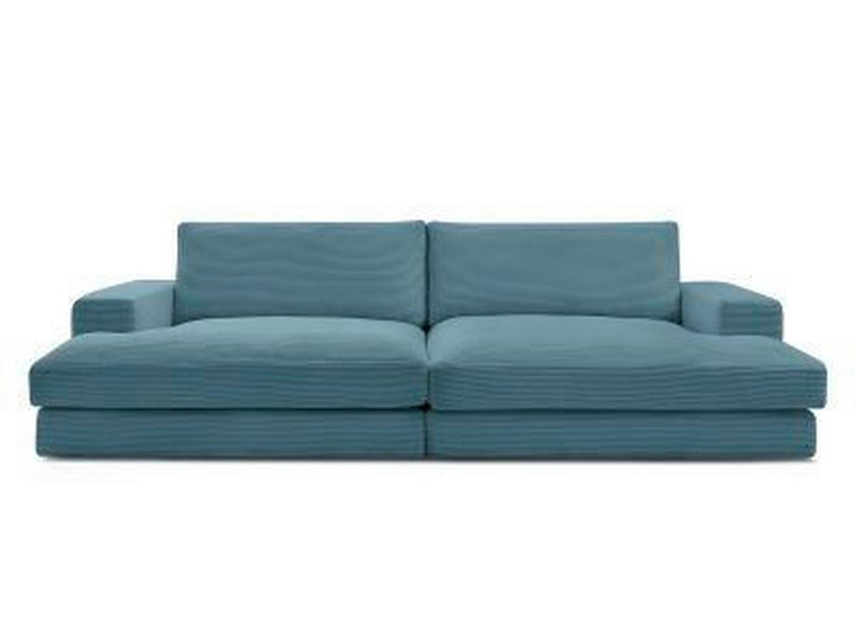 BIGSOFA LEONARD Cord Hellblau  - Schwarz/Hellblau, MODERN, Kunststoff/Textil (234/77/159cm)