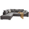 ECKSOFA in Cord Grau  - Silberfarben/Grau, Design, Holz/Textil (202/298cm) - MID.YOU