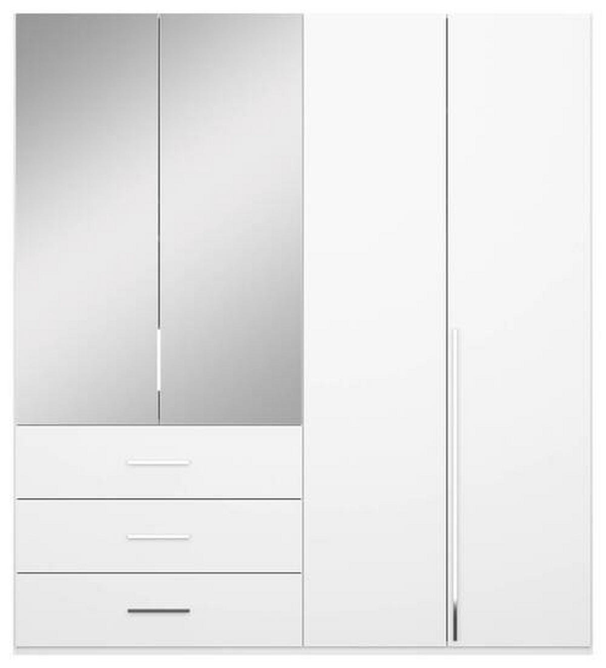 DREHTÜRENSCHRANK  in Weiß  - Chromfarben/Weiß, Design, Glas/Holzwerkstoff (201/223/60cm) - home24