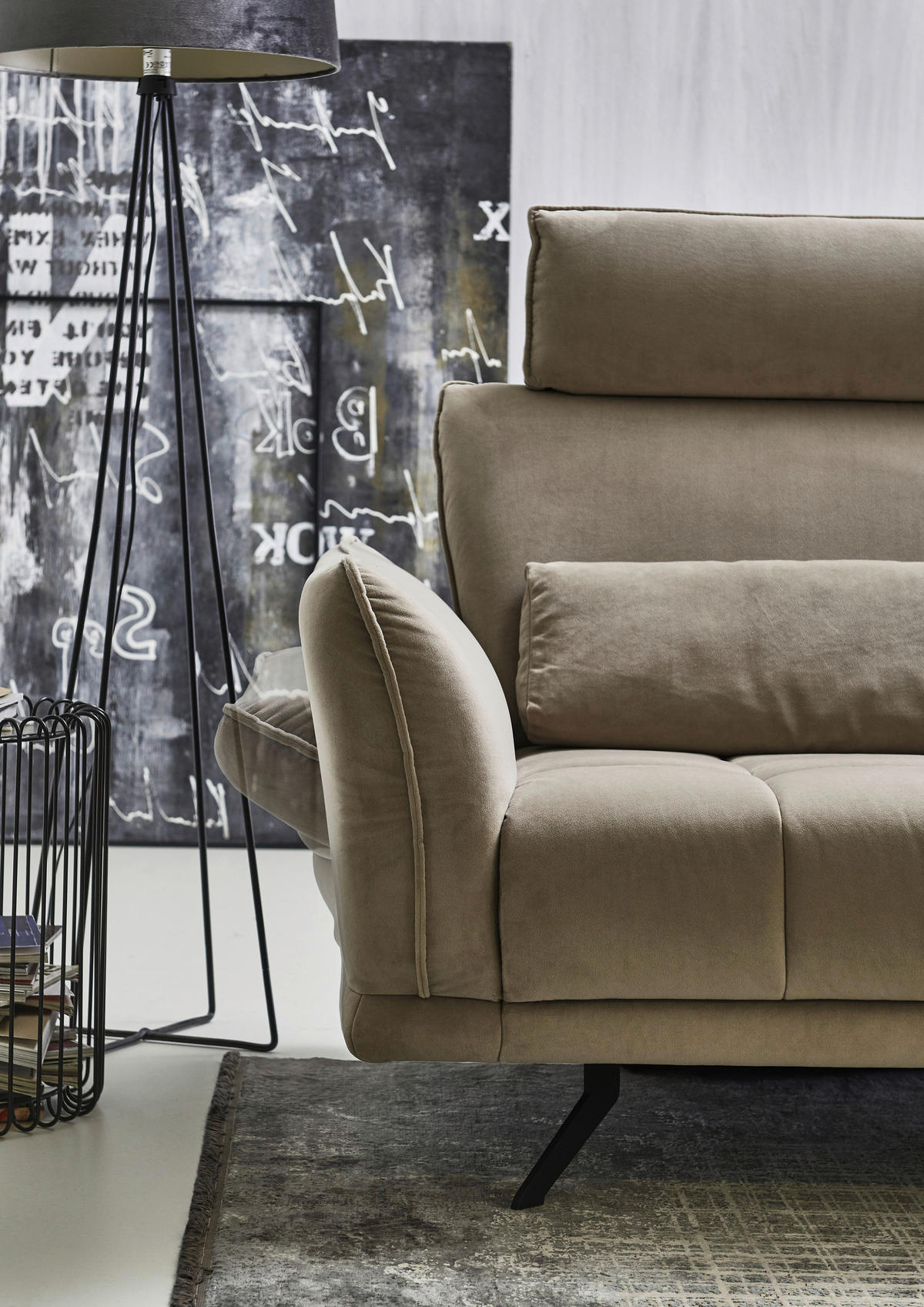 ECKSOFA in Mikrofaser Hellbraun  - Hellbraun/Schwarz, Konventionell, Textil/Metall (285/178cm) - Carryhome
