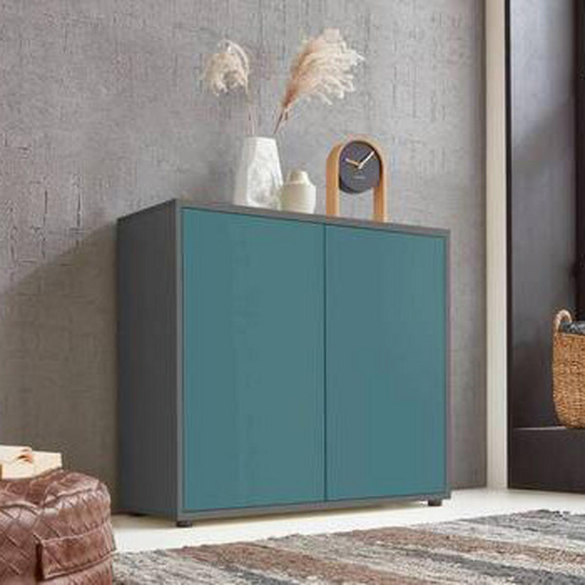 KOMMODE Mailand Typ 4  in 79/73/33 cm  - Anthrazit/Petrol, MODERN, Holzwerkstoff/Kunststoff (79/73/33cm) - MID.YOU