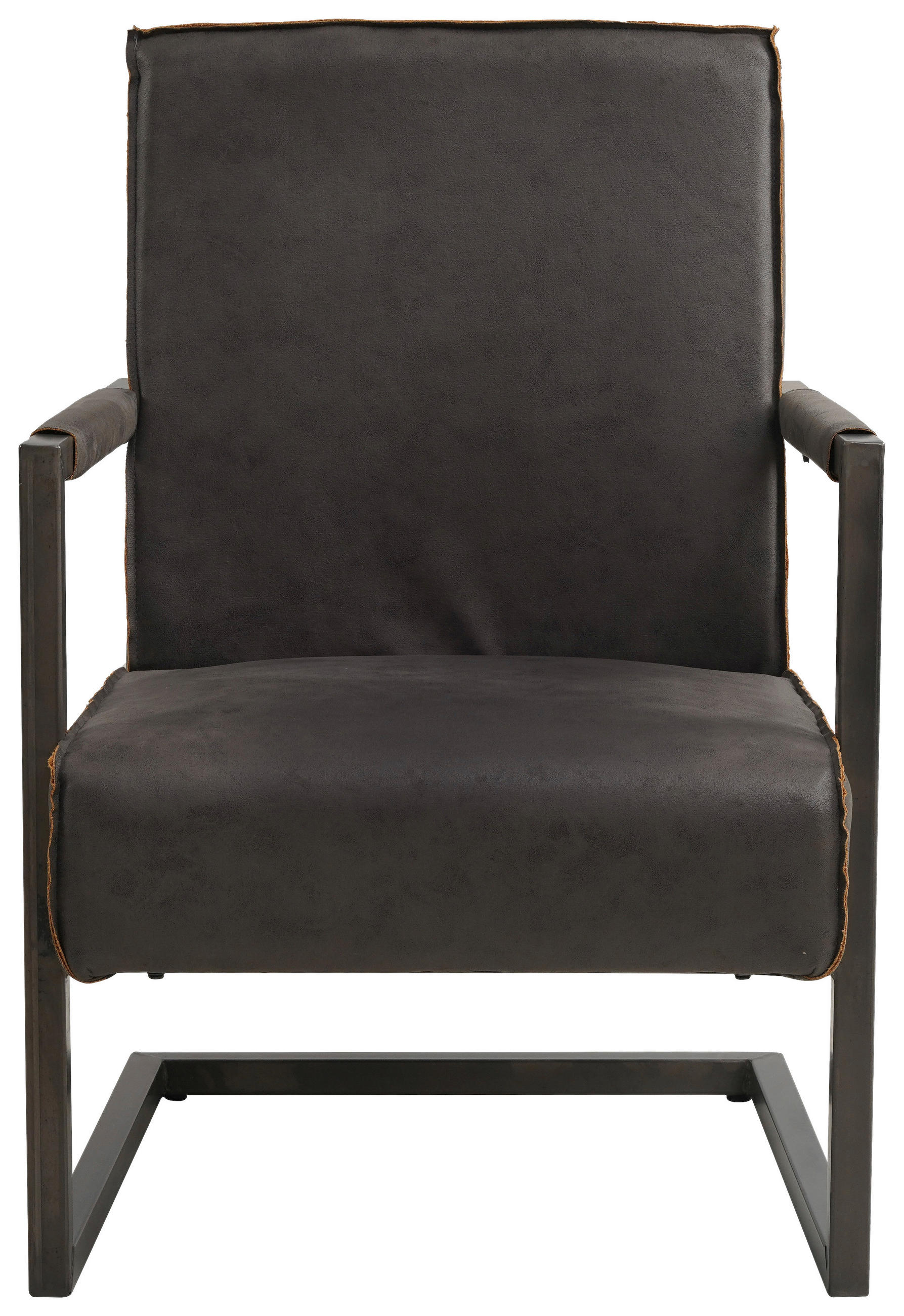 SESSEL in Lederlook, Mikrofaser Anthrazit  - Dunkelgrau/Anthrazit, KONVENTIONELL, Textil/Metall (62/84/70cm) - MID.YOU