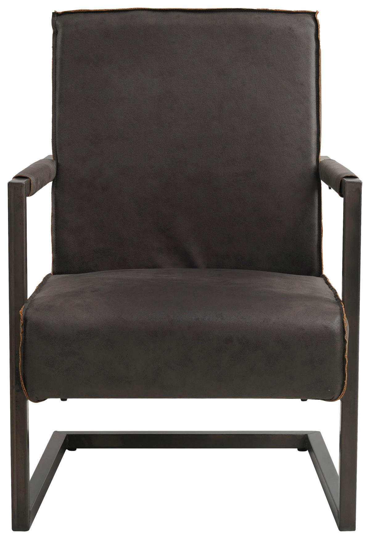 SESSEL in Lederlook, Mikrofaser Anthrazit  - Dunkelgrau/Anthrazit, KONVENTIONELL, Textil/Metall (62/84/70cm) - MID.YOU