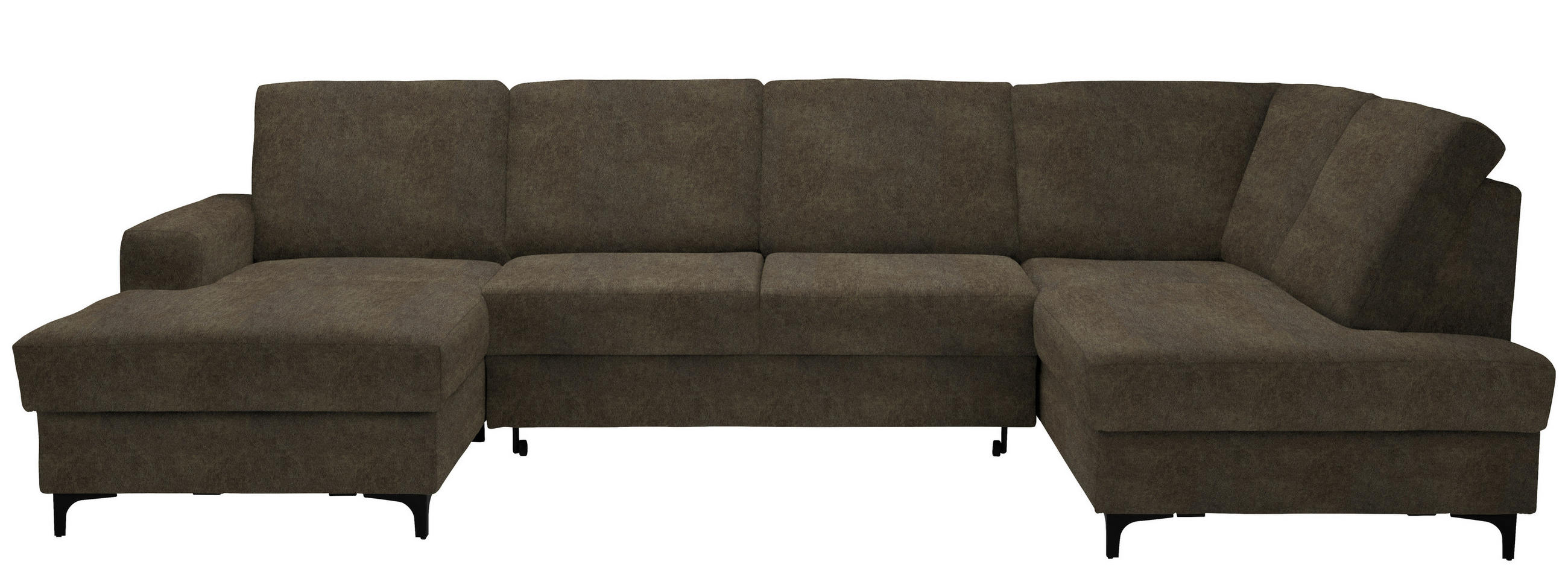 WOHNLANDSCHAFT Graubraun Flachgewebe  - Graubraun/Schwarz, KONVENTIONELL, Textil/Metall (167/317/185cm) - Stylife