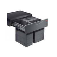 EINBAUABFALLSAMMLER 12 + 2 x 8 l  Metall  - Dunkelgrau, Basics, Kunststoff/Metall (43,4/34,7/33cm) - HKT