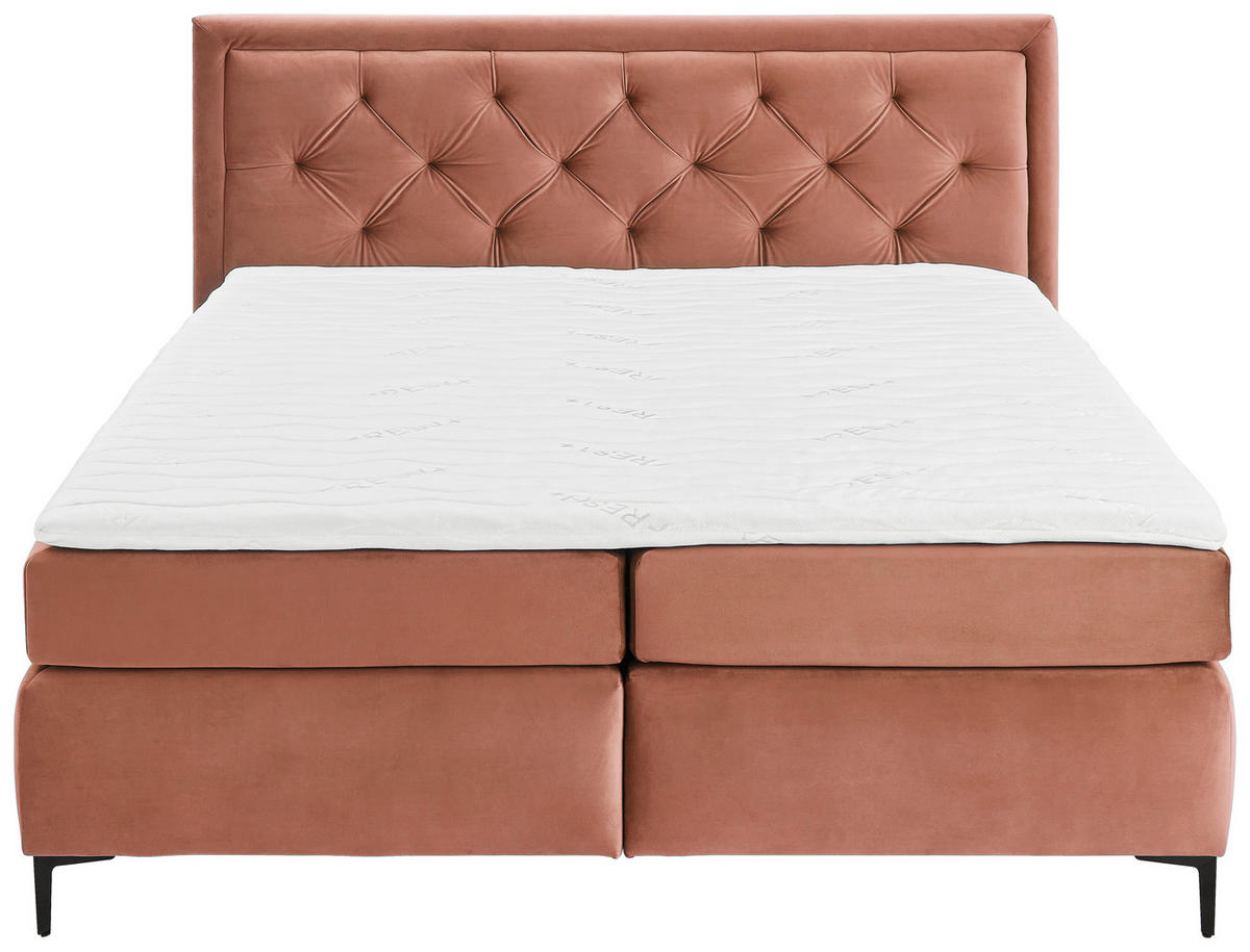 BOXSPRINGBETT 180/200 cm  in Altrosa  - Schwarz/Altrosa, Konventionell, Textil/Metall (180/200cm) - Boxxx