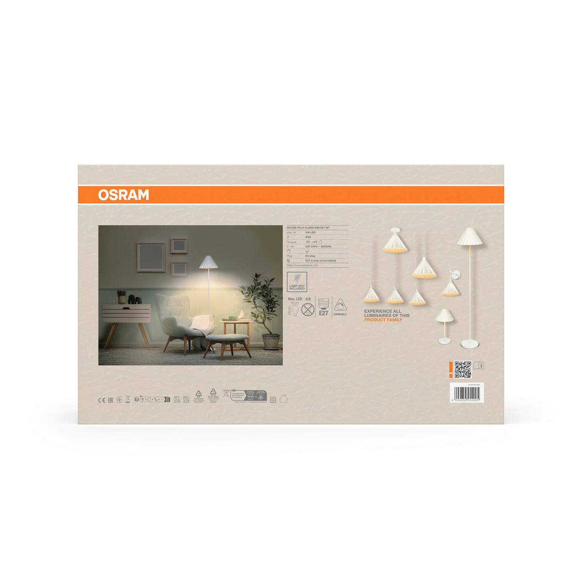 STEHLEUCHTE 31/150.5 cm    - Basics, Papier/Metall (31/150.5cm) - Osram