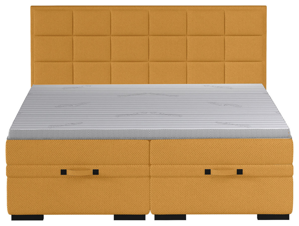 BOXSPRINGBETT 180/200 cm  in Senfgelb  - Senfgelb/Schwarz, Konventionell, Kunststoff/Textil (180/200cm) - home24
