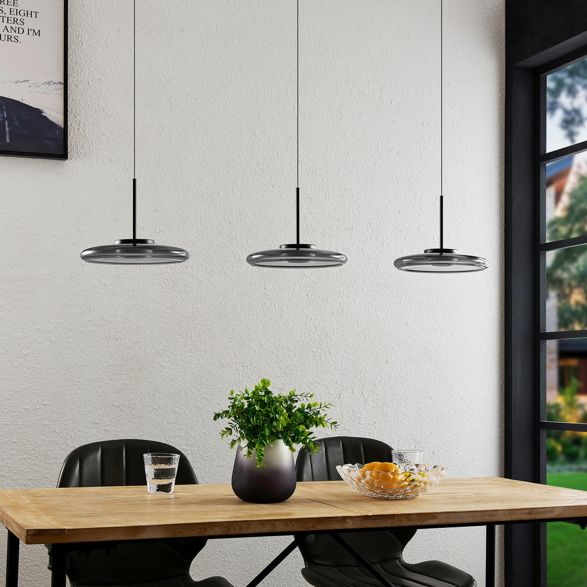 LED-HÄNGELEUCHTE Felis   - Schwarz, Basics, Glas/Metall (105cm) - Novel