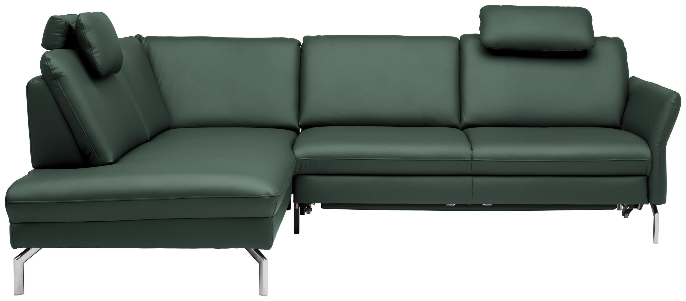 ECKSOFA Beldomo premium in Echtleder Opal  220/284 cm  - Opal/Alufarben, KONVENTIONELL, Leder/Metall (220/284cm) - Beldomo Premium