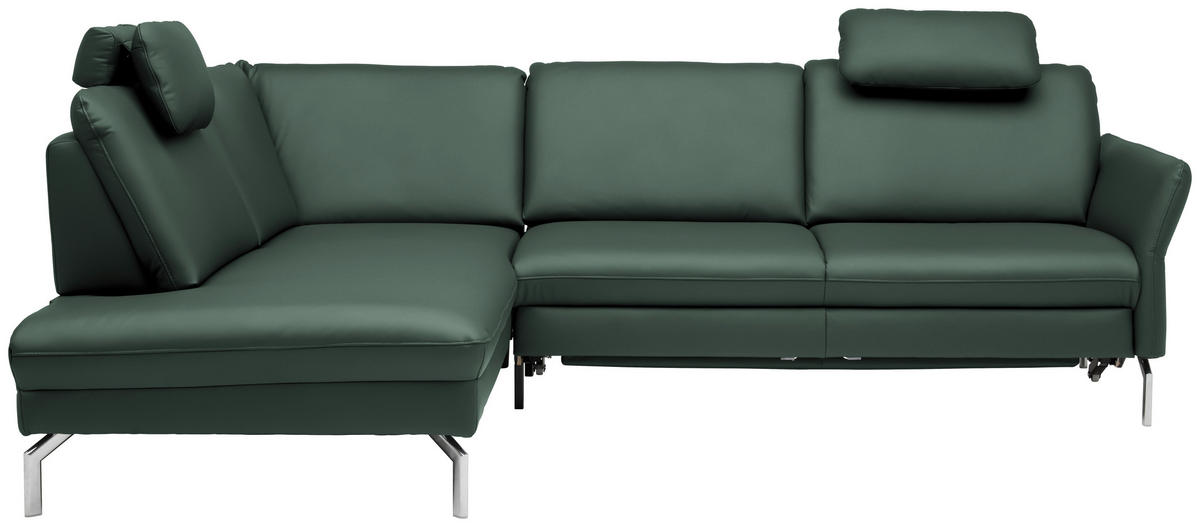 ECKSOFA in Echtleder Opal  220/284 cm  - Opal/Alufarben, KONVENTIONELL, Leder/Metall (220/284cm) - Beldomo Premium