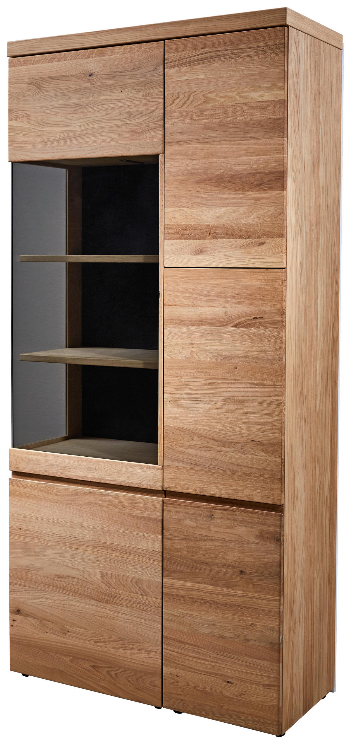 VITRINE in teilmassiv Wildeiche Anthrazit, Eichefarben  - Eichefarben/Anthrazit, Natur, Glas/Holz (100/211/43cm) - Venjakob
