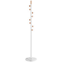 ŠATNÍ STOJAN - bílá/přírodní barvy, Design, kov/dřevo (35/178/35cm)