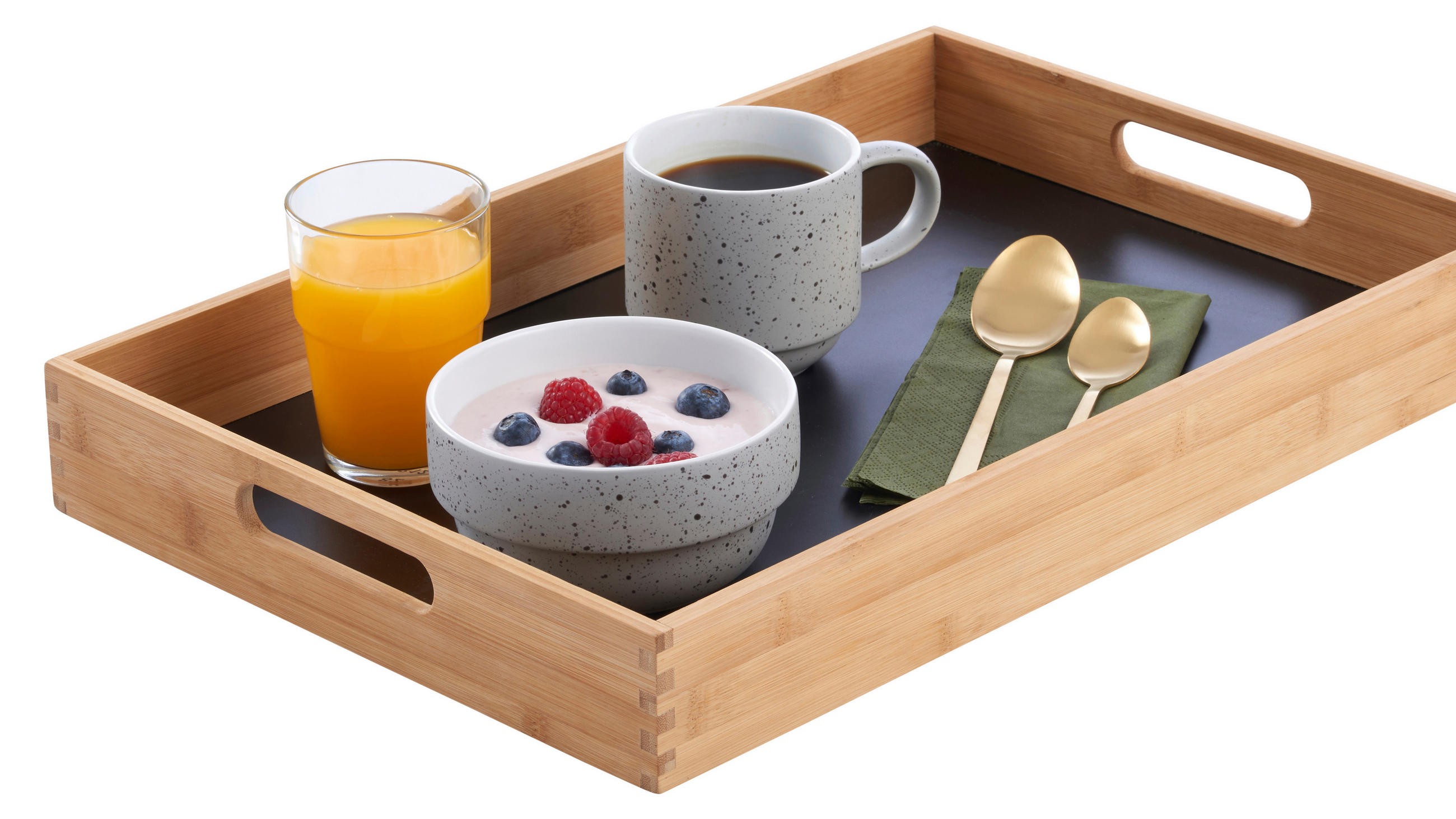 Thumbnail - Serviertablett, Braun, Schwarz Hochglanz, Naturmaterialien, rechteckig, 48x6x32 cm, robust, Tischkultur & Servieren, Tab...