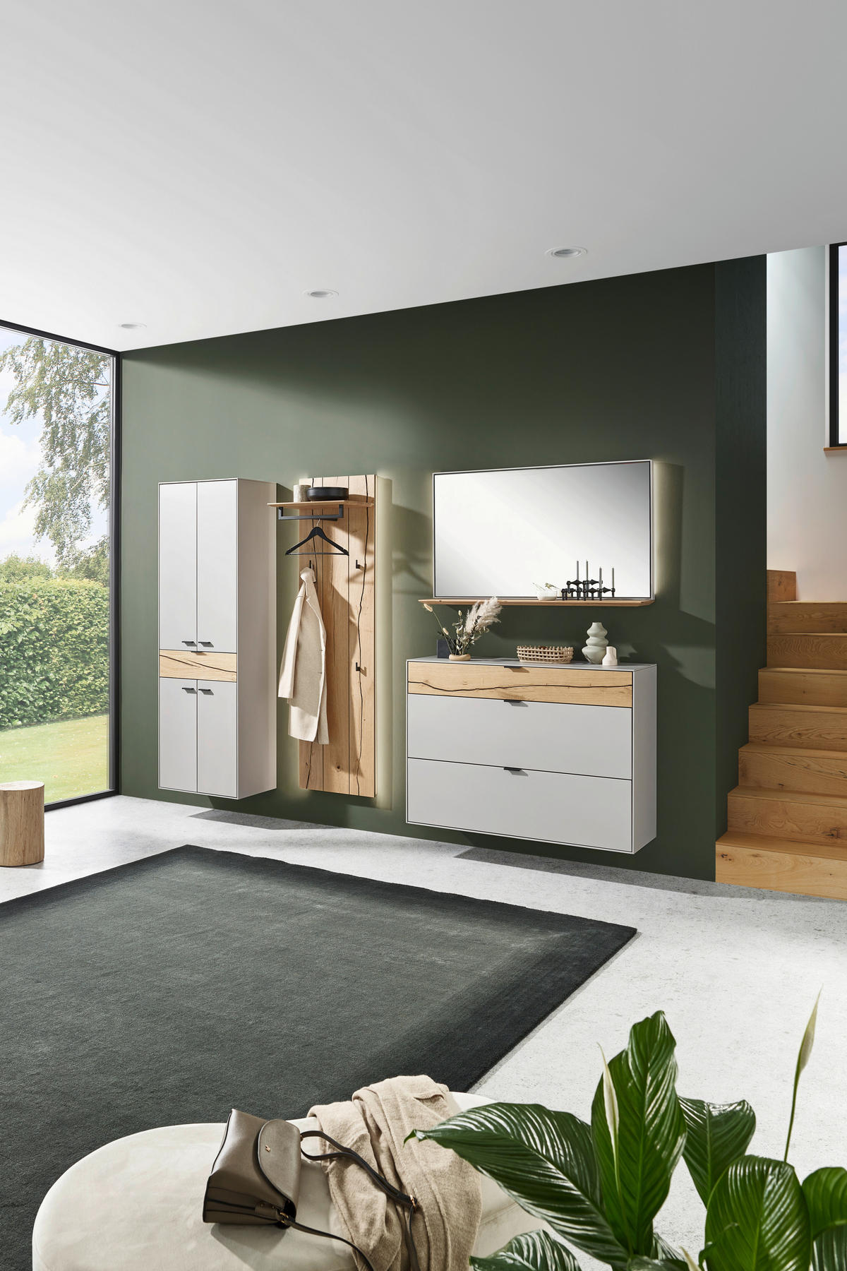 GARDEROBE 4-teilig  in 265,7/205,5/37,1 cm  - Wildeiche/Grau, Design, Glas/Holz (265,7/205,5/37,1cm) - Dieter Knoll