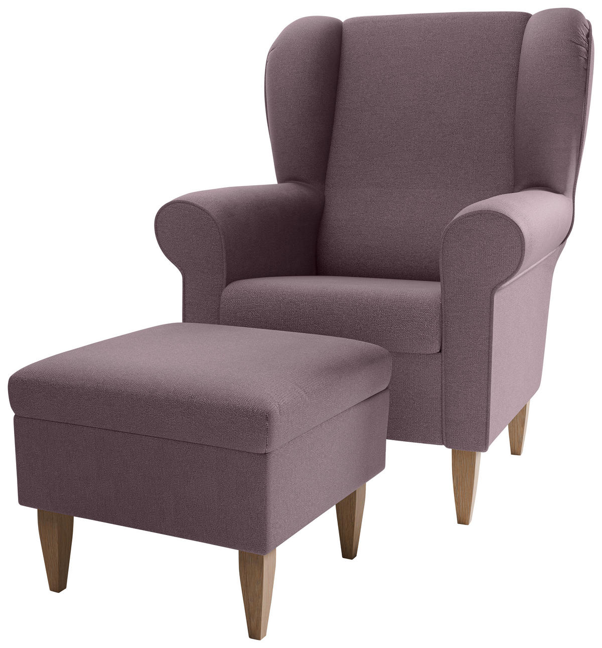 SESSELSET Struktur Bordeaux  - Bordeaux/Naturfarben, Konventionell, Holz/Textil (80/102/86cm) - Livetastic